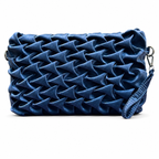 Ruched Textured Clutch with Chain Strap