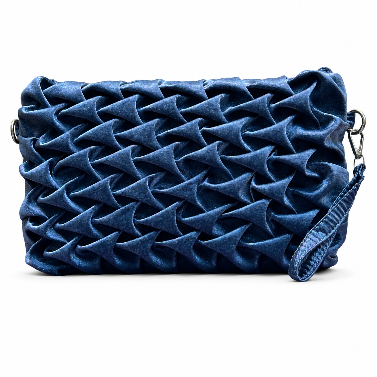 Ruched Textured Clutch with Chain Strap