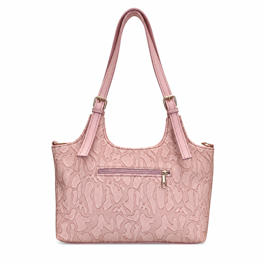 Structured Embossed Shoulder Tote Bag