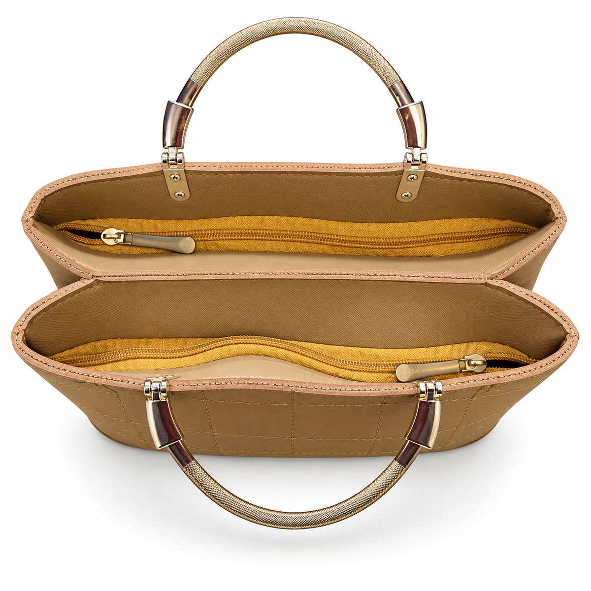 Structured Grid-Textured Top-Handle Handbag