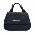 Textured Top-Handle Handbag with Scarf Accent