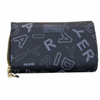 All-Over Letter-Pattern Flap Clutch