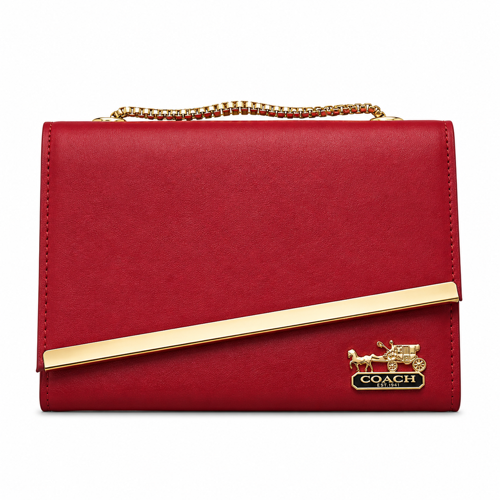 Diagonal-Bar Chain Flap Shoulder Bag