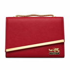 Diagonal-Bar Chain Flap Shoulder Bag