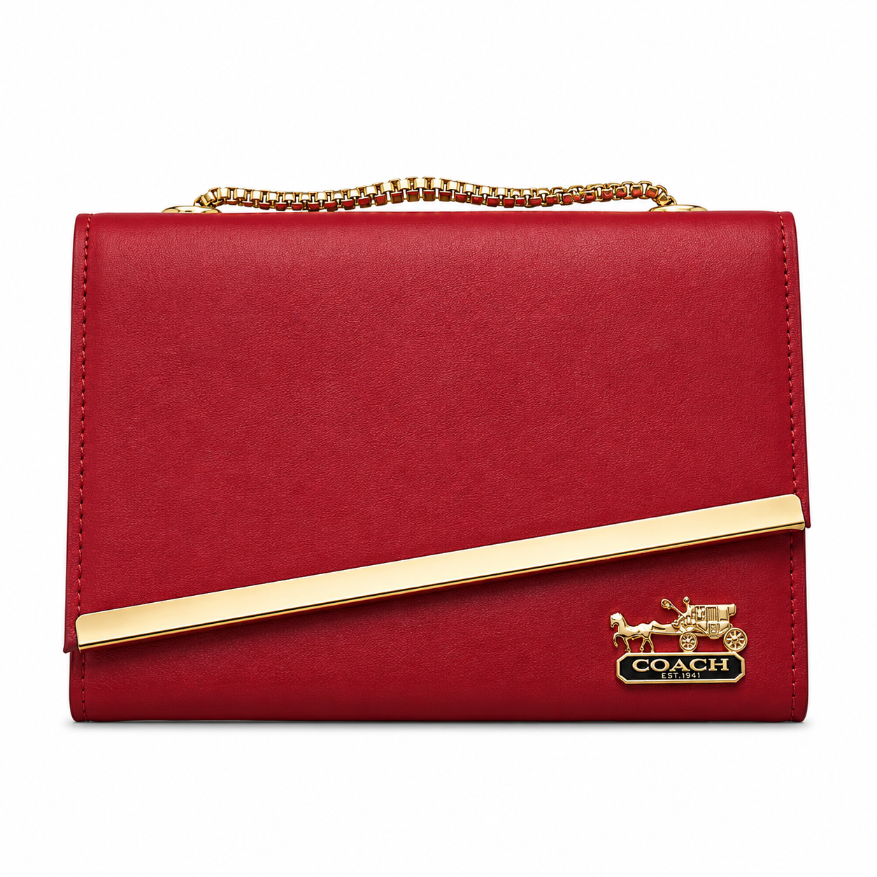Diagonal-Bar Chain Flap Shoulder Bag