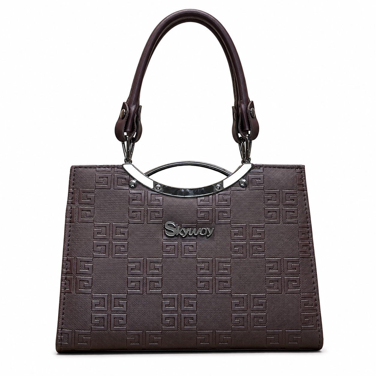 Geometric Embossed Double-Handle Handbag
