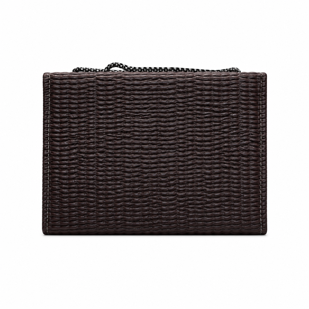 Woven-Texture Flap Clutch with Chain Strap