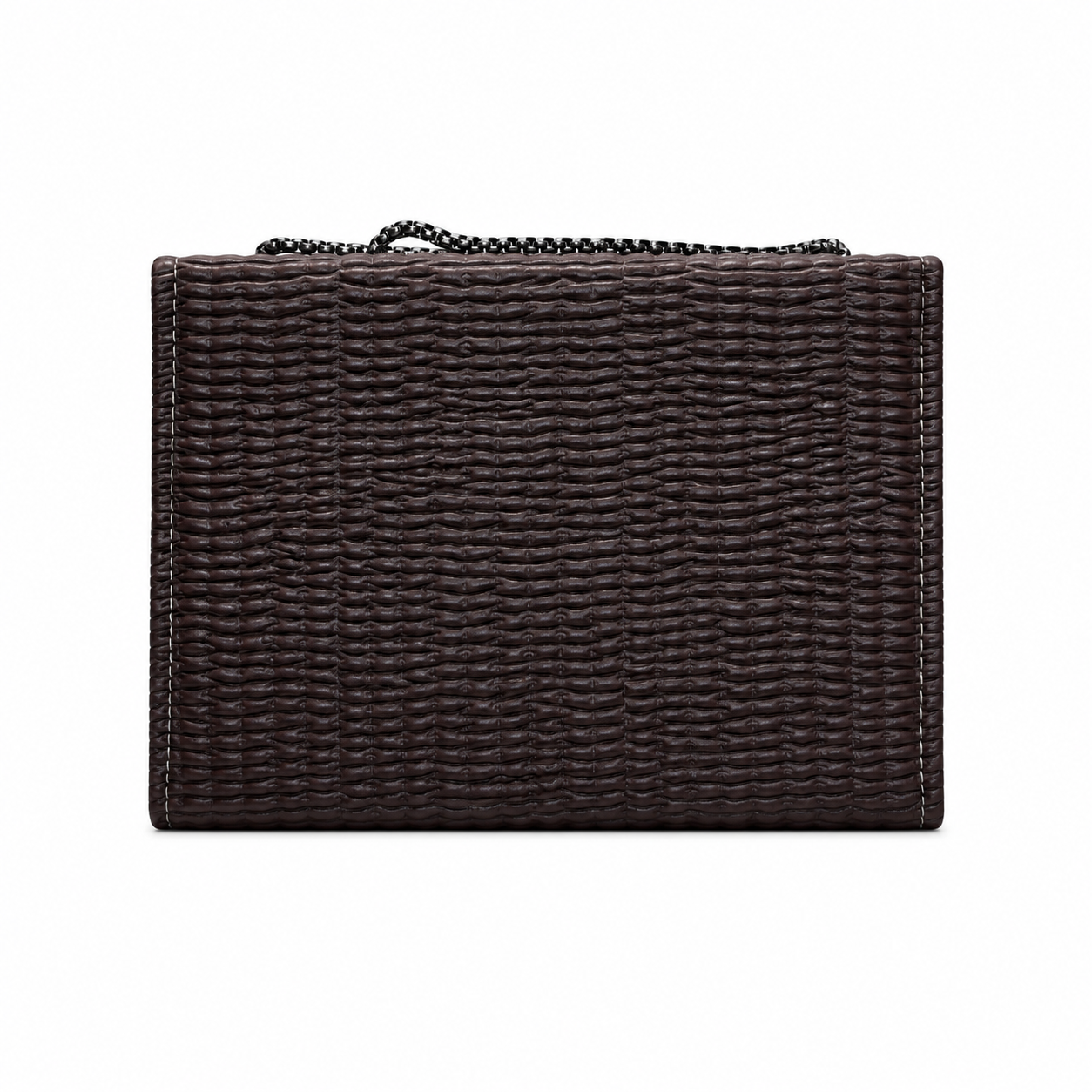 Woven-Texture Flap Clutch with Chain Strap
