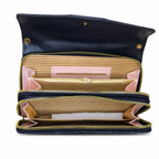 All-Over Letter-Pattern Flap Clutch