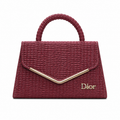 Textured V-Accent Top-Handle Handbag
