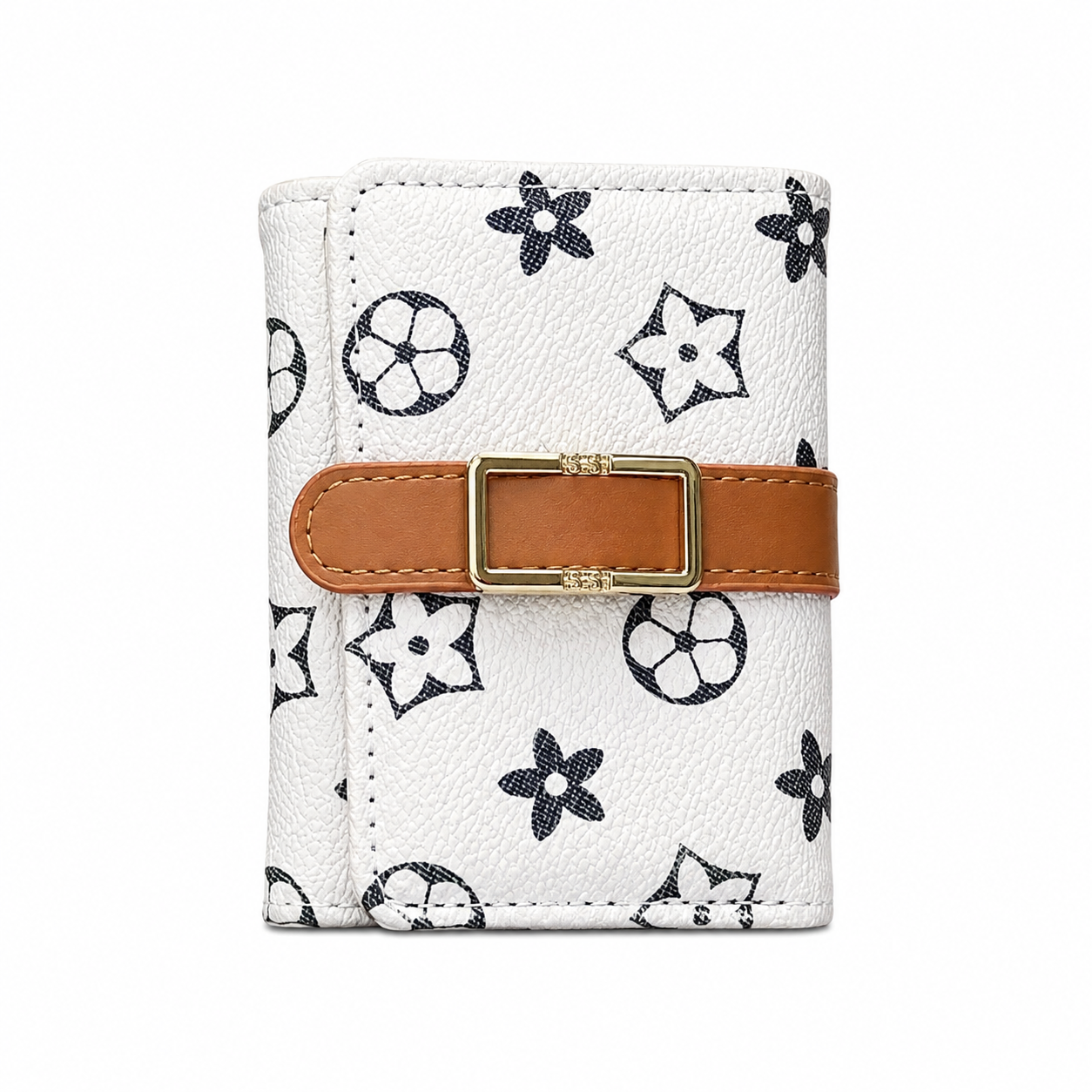 Compact Check-Pattern Buckle Wallet