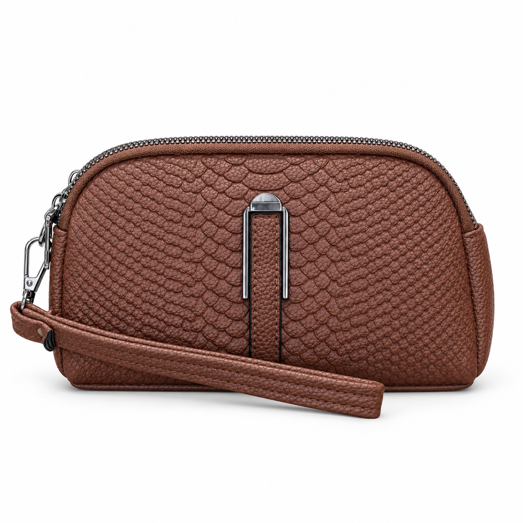 Textured Mini Zipper Pouch with Strap