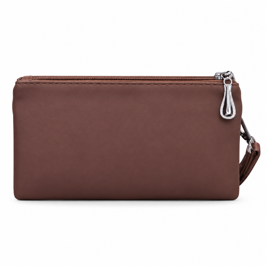 Quilted Double-Zipper Wristlet Pouch