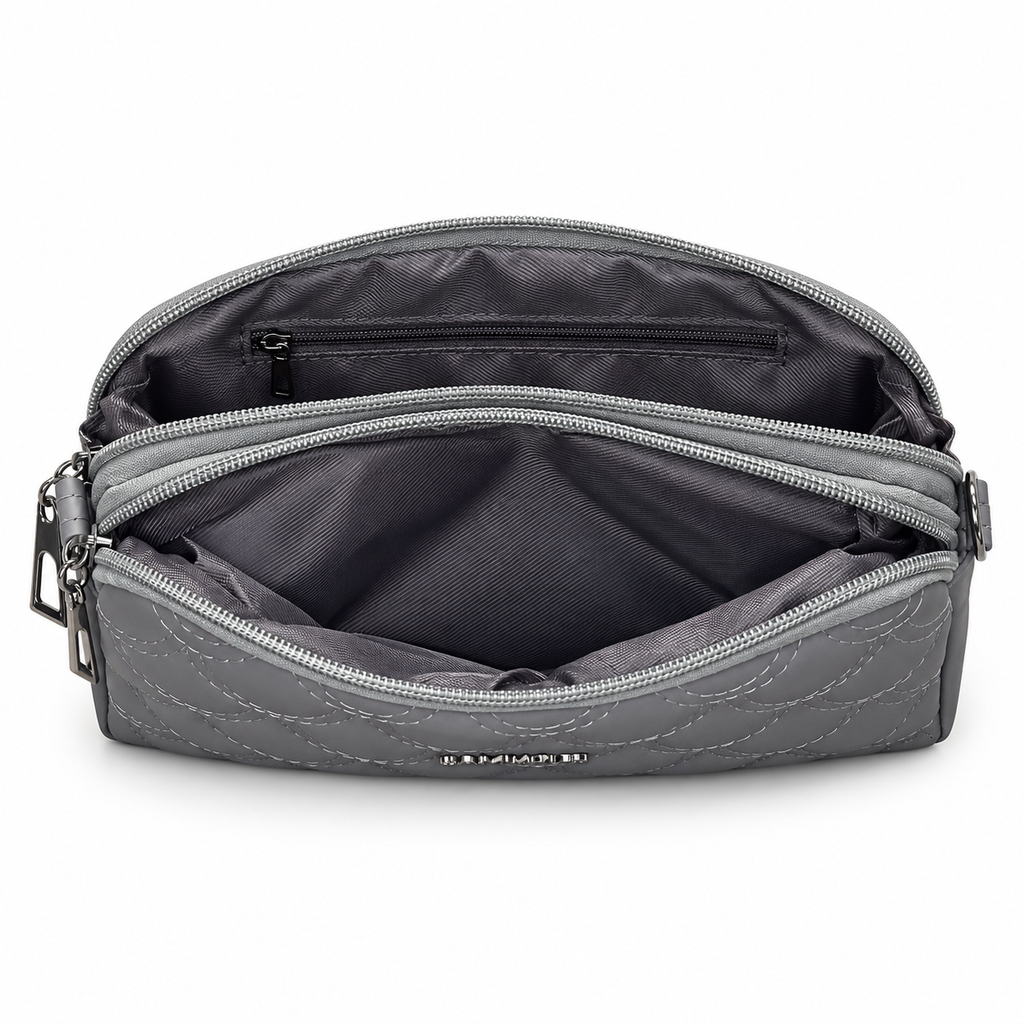 Quilted Scallop-Pattern Zipper Pouch