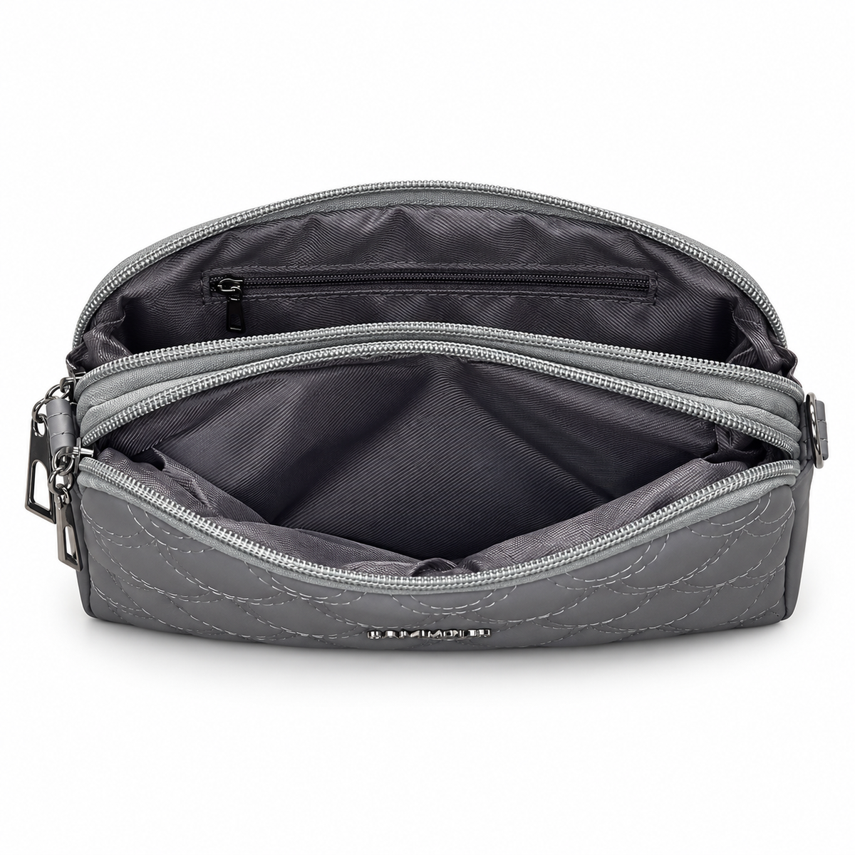 Quilted Scallop-Pattern Zipper Pouch