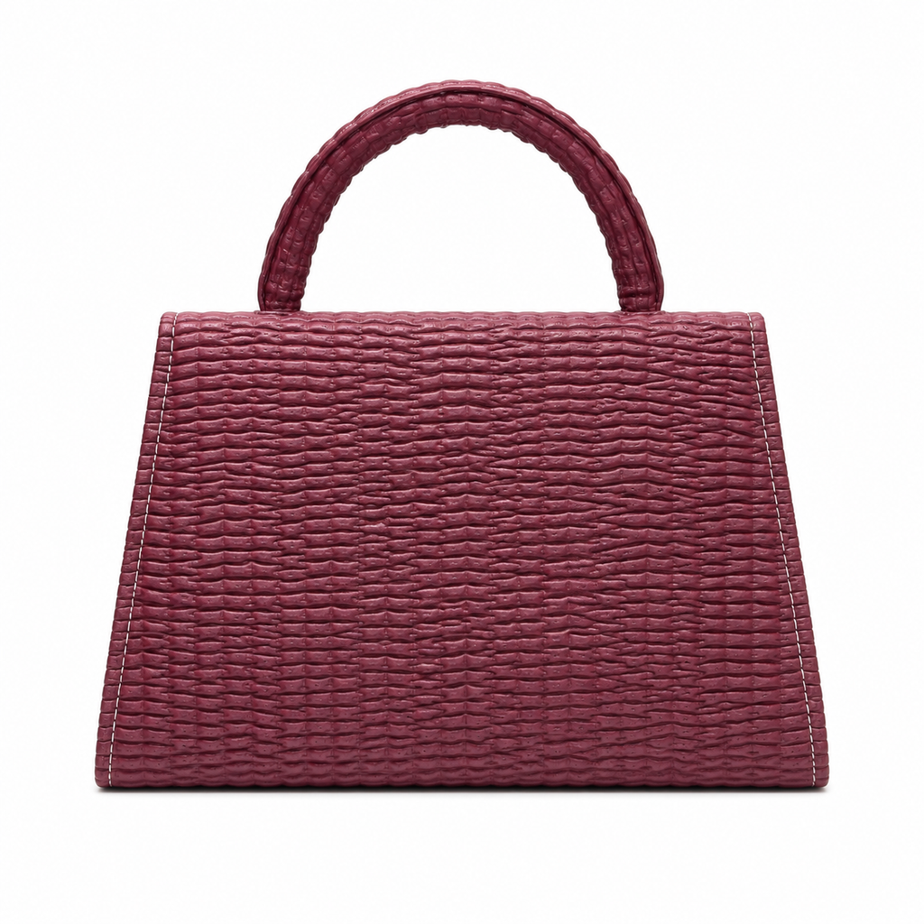 Wavy-Texture Top-Handle Handbag with Chain Strap