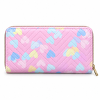 Quilted Heart-Pattern Zipper Pouch