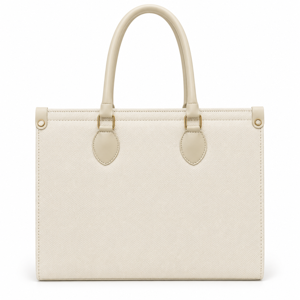 Herringbone-Textured Structured Tote Bag