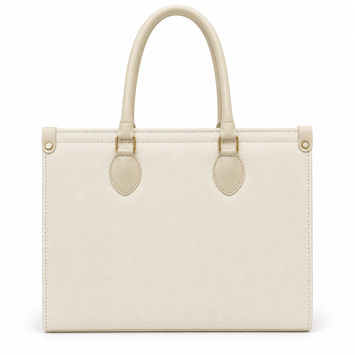 Herringbone-Textured Structured Tote Bag