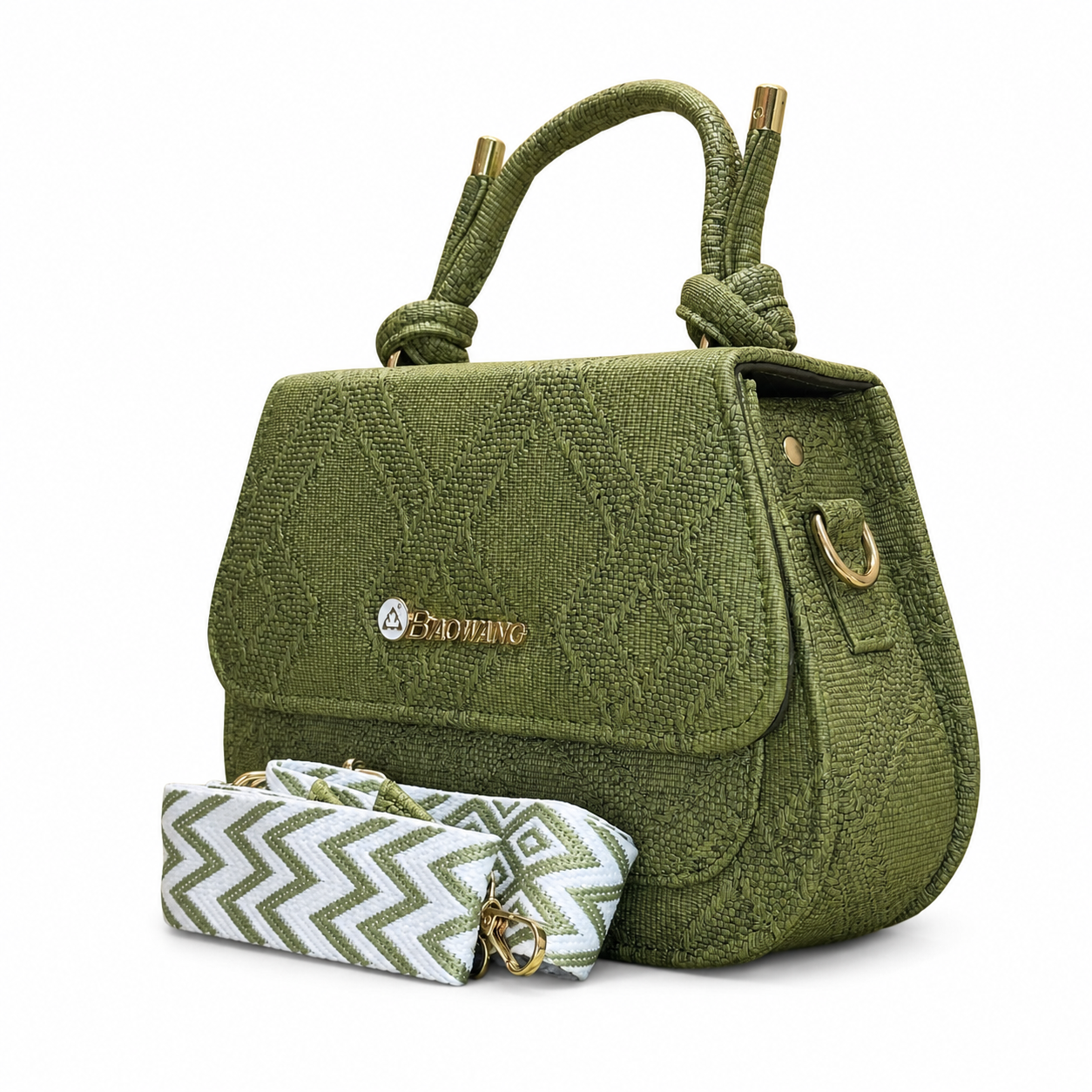 Textured Top-Handle Handbag with Scarf Accent