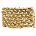 Ruched Textured Clutch with Chain Strap