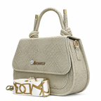Textured Top-Handle Handbag with Scarf Accent