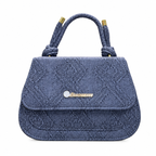 Textured Top-Handle Handbag with Scarf Accent