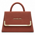 Textured Frame-Detail Top-Handle Handbag