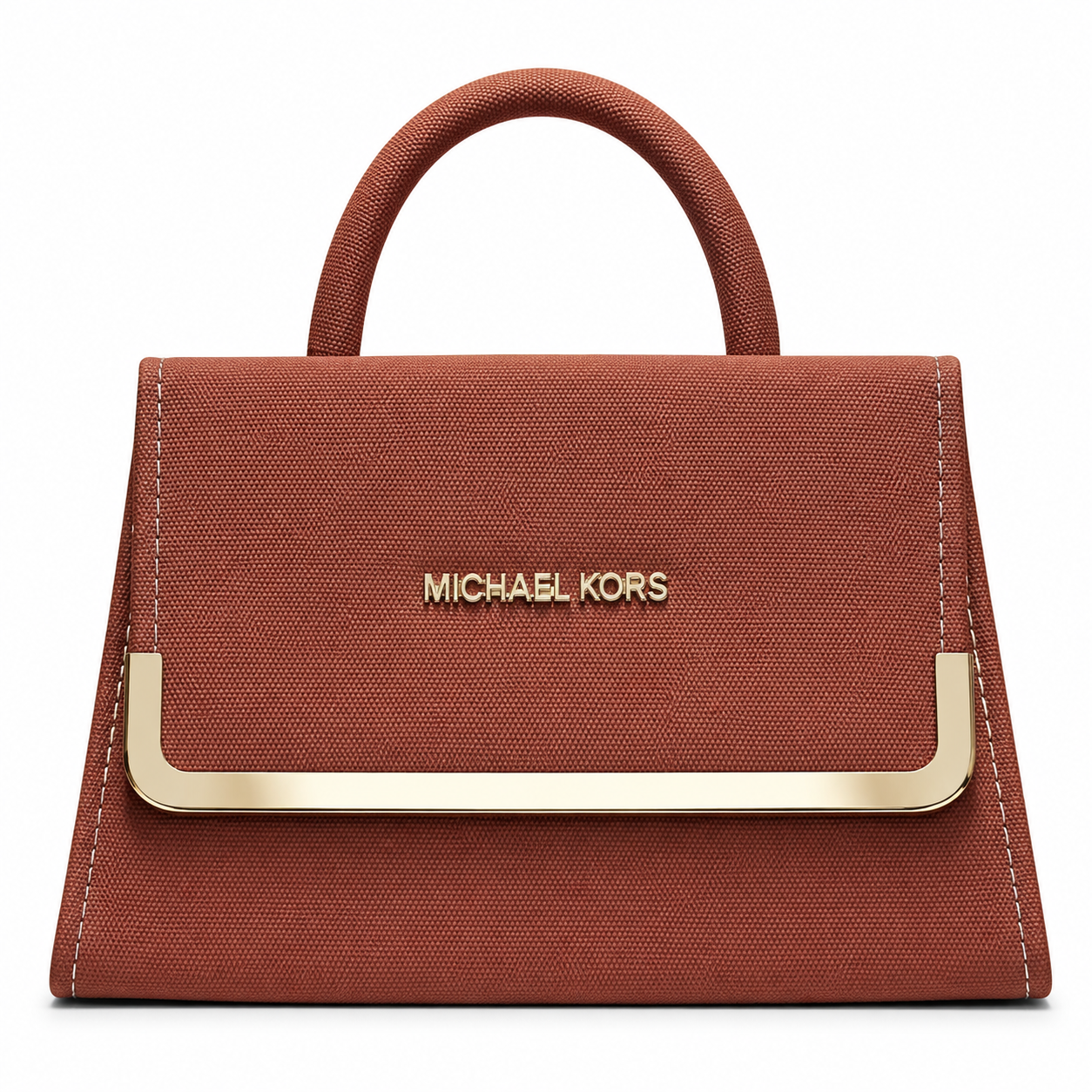Textured Frame-Detail Top-Handle Handbag