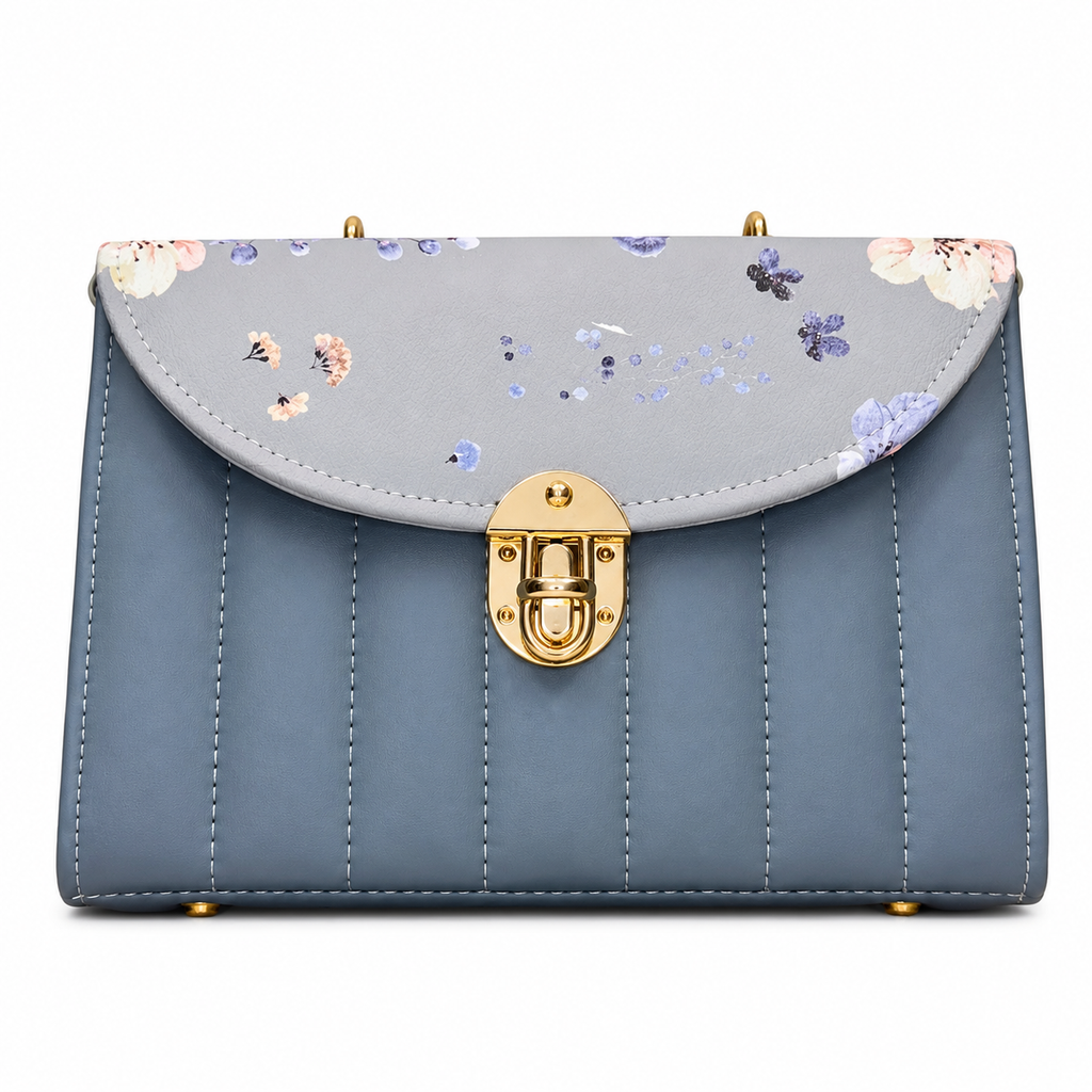 Checked-Flap Structured Top-Handle Handbag